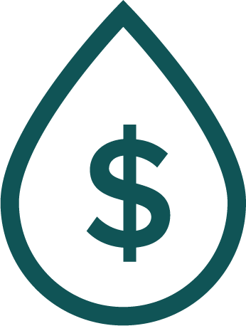water drop with dollar sign graphic