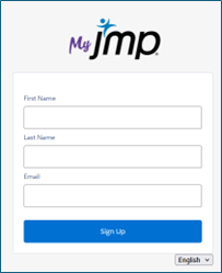 JMP account registration sign-up screen
