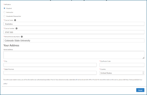 Sample form with some details filled in and street address left blank.