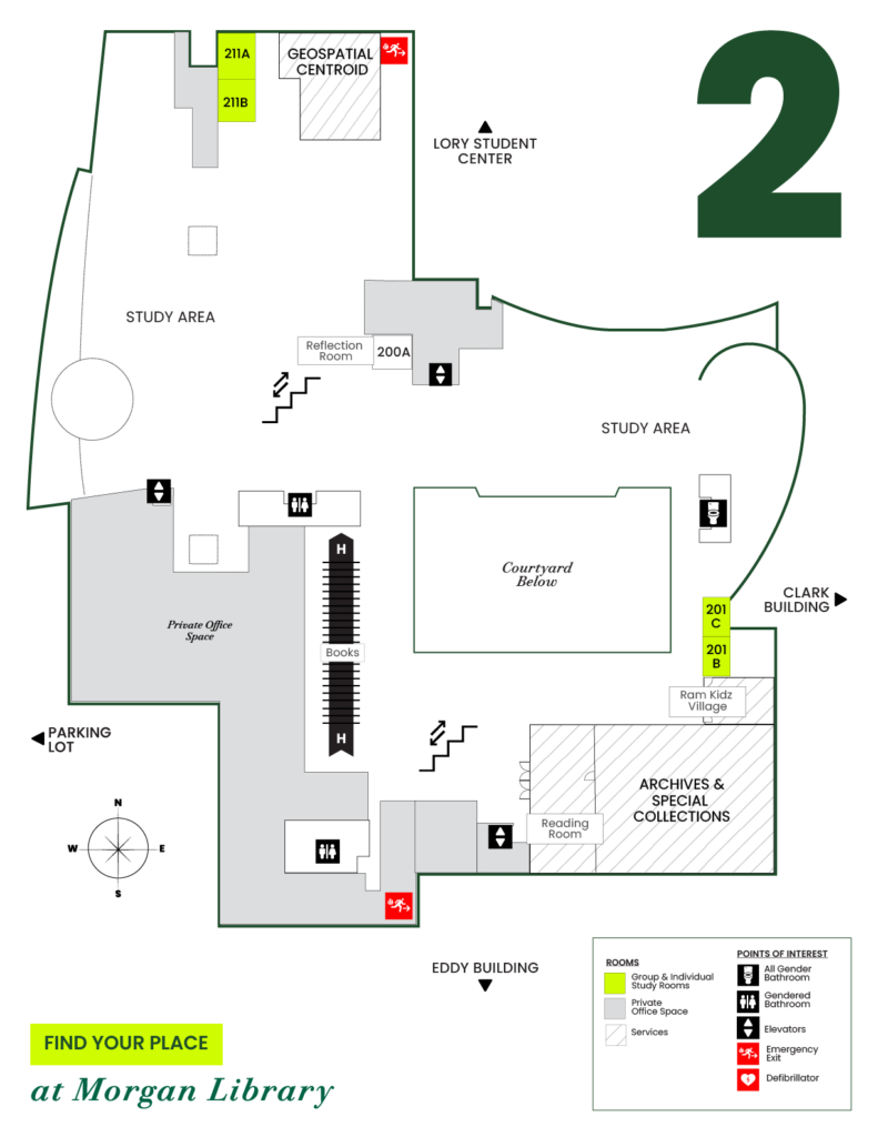 Map of Morgan Library Second Floor